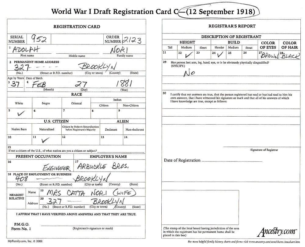 Adolph Nori Military Records