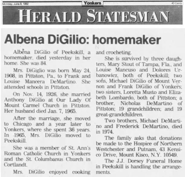 Albena DeMartino DiGilio Obituary