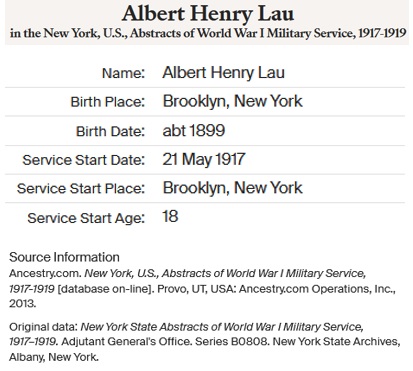 Albert H. Lau Military Record