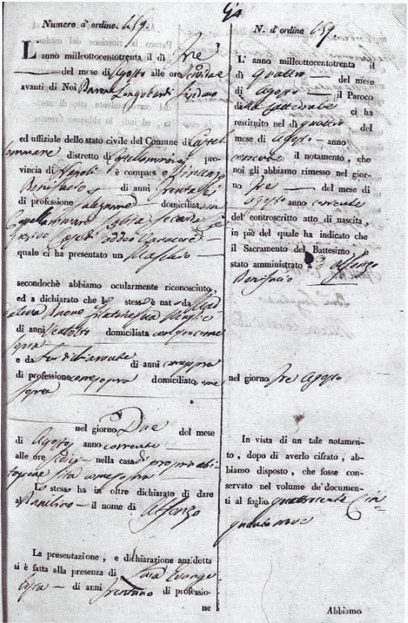 Alfonso Bonifacio Birth Record