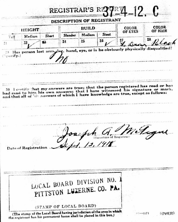 Alfred DeMartino World War II Draft Registration