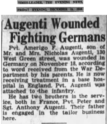 Amerigo Frank Augenti Wounded 1944