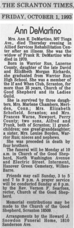 Ann Richards DeMartino Obituary