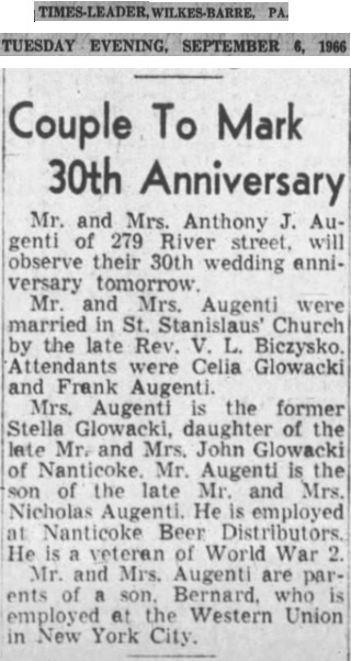 Anthony Augenti and Stella Glowacki Wedding Anniversary