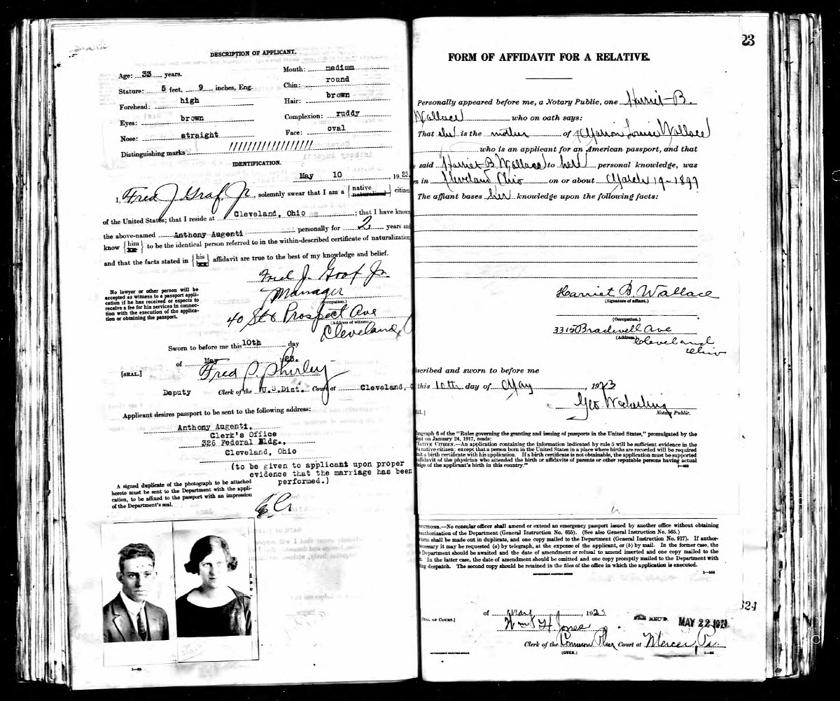 Anthony Augenti Passport Application