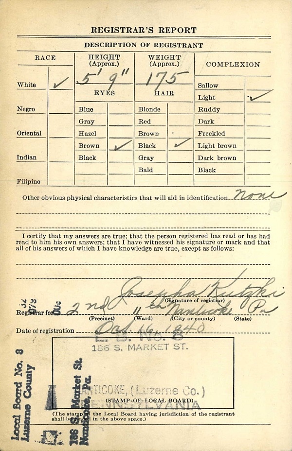 Anthony J. Augenti WW2 Draft Registration