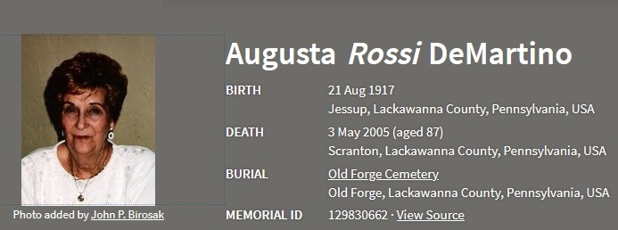 Augusta Rossi DeMartino Grave
