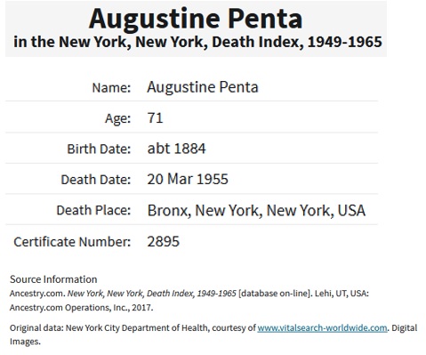Agostino Penta Death Index