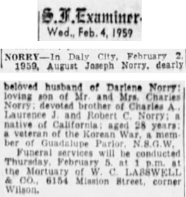 August Joseph Norry Obituary