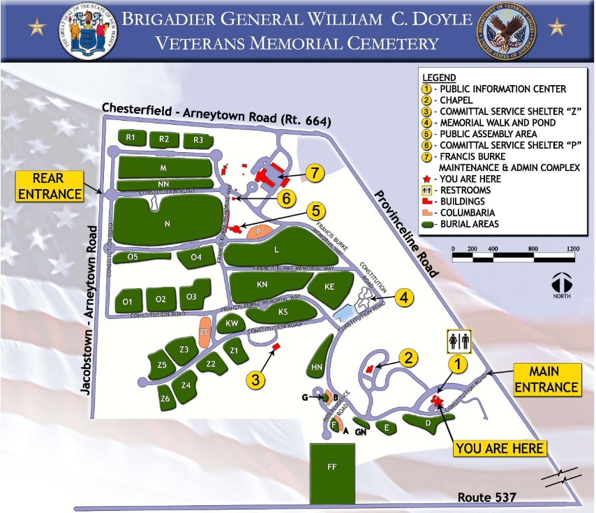 Brigadier General William C. Doyle Memorial Cemetery Map