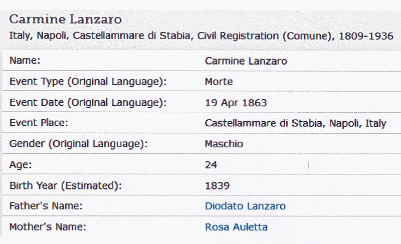 Carmine Lanzara Death Record