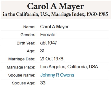 Carol M. Mayer Marriage Record