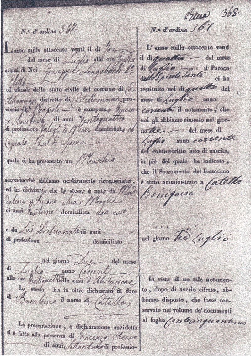 Catello Bonifacio Birth Record