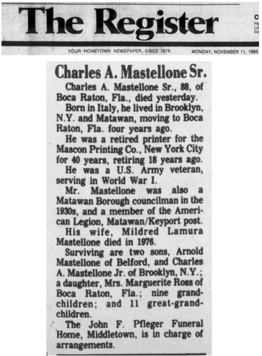 Charles A. Mastellone, Sr. Obituary