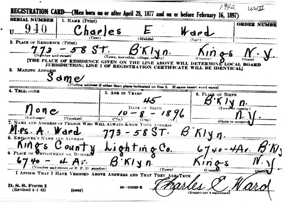 Charles E. Ward Military Record