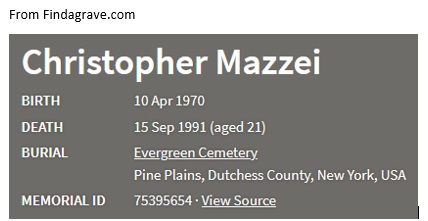 Christopher Mazzei Death Record