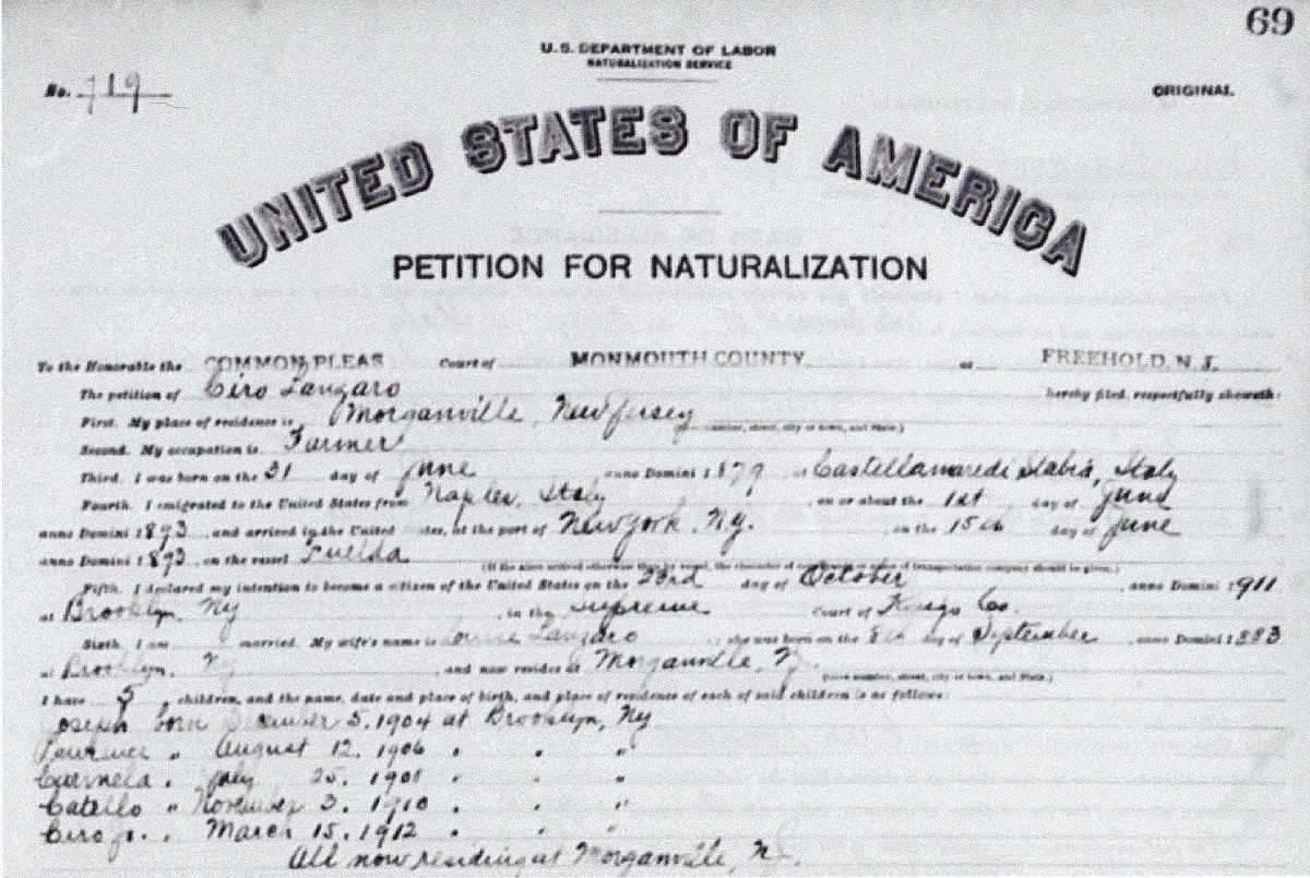 Ciro Lanzaro Naturalization Record