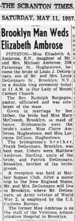 Elizabeth Ambrose and Louis DeGennaro Marriage