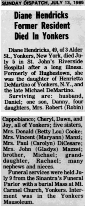 Diane DeMartino Hendricks Obituary