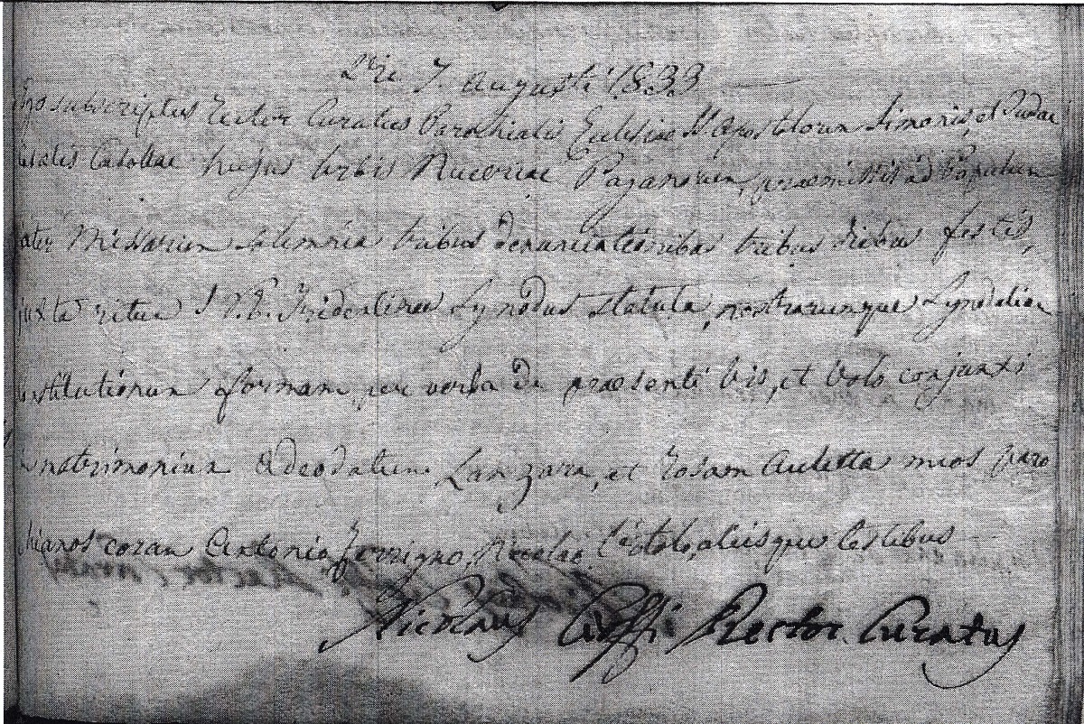 Diodato Lanzara and Maria Rosa Auletta Marriage Record