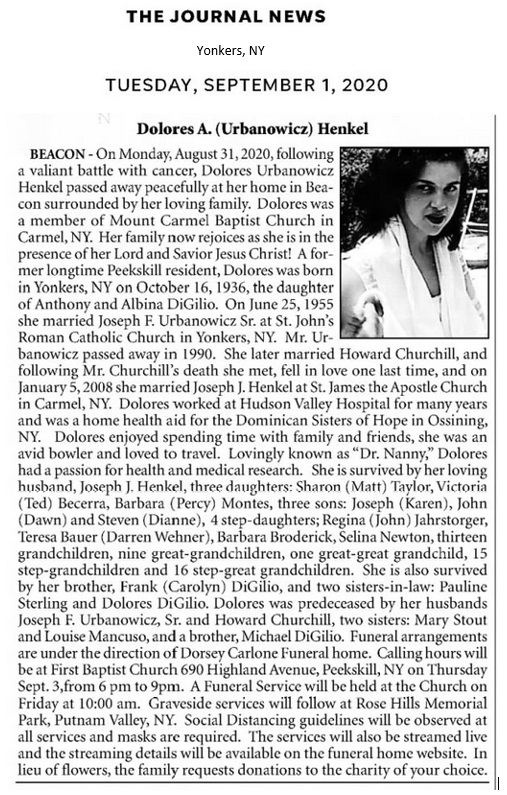 Dolores DiGilio Urbanowicz Henkel Obituary