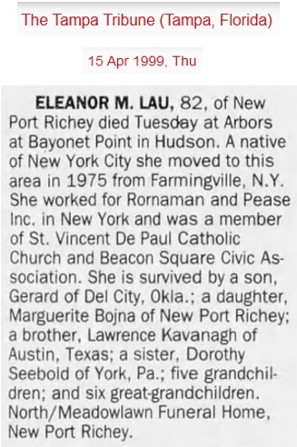 Eleanor Kavanagh Lau Obituary