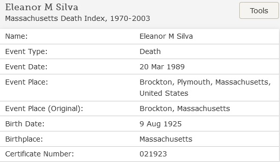 Eleanor Silva Death Index