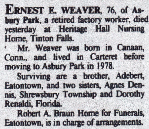 Ernest E. Weaver Obituary