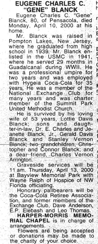 Eugene C. Blanck Obituary
