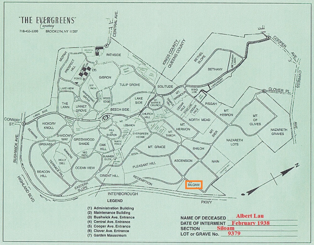 Evergreens Cemetery Map
