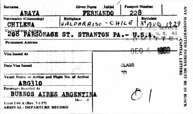 Fernando Araya Birth Record