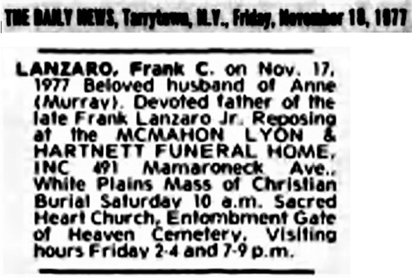 Frank C. Lanzaro Sr. Obituary