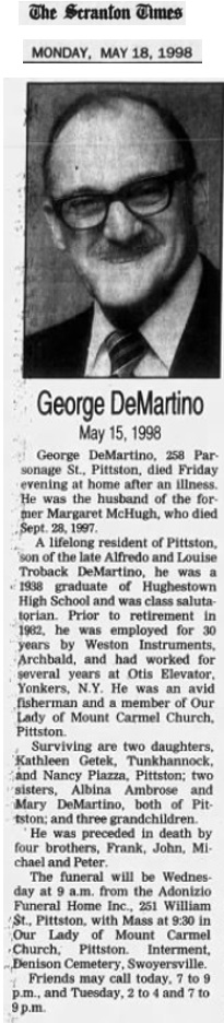 George DeMartino Obituary