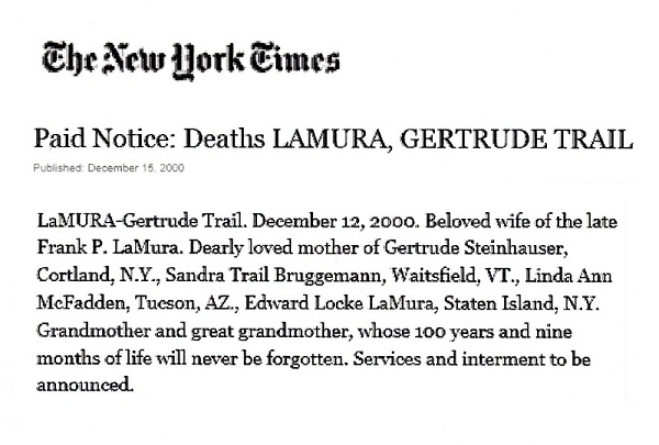 Gertrude Trail LaMura Obituary