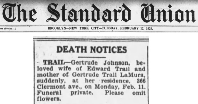 Gertrude Johnson Trail Obit