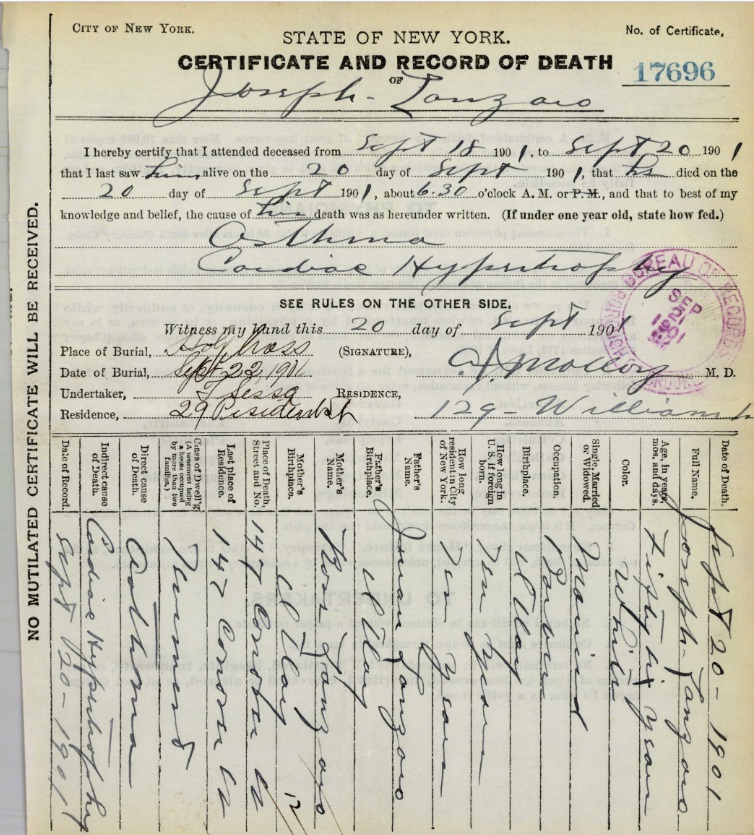Giuseppe Lanzara Death Record