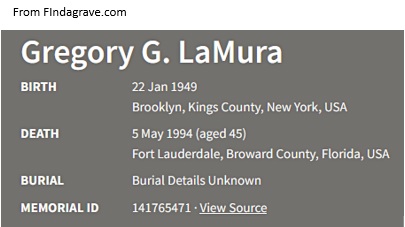 Greg LaMura Cemetery Record