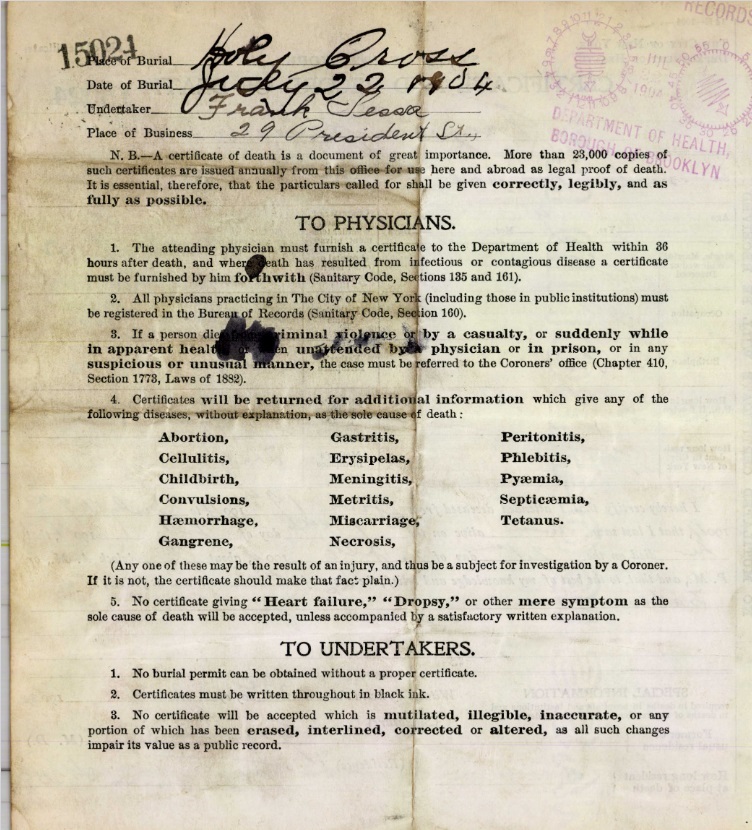 Gregorio Grossetto Death Certificate