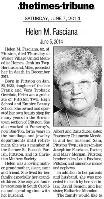 Helen Occhiato Obituary
