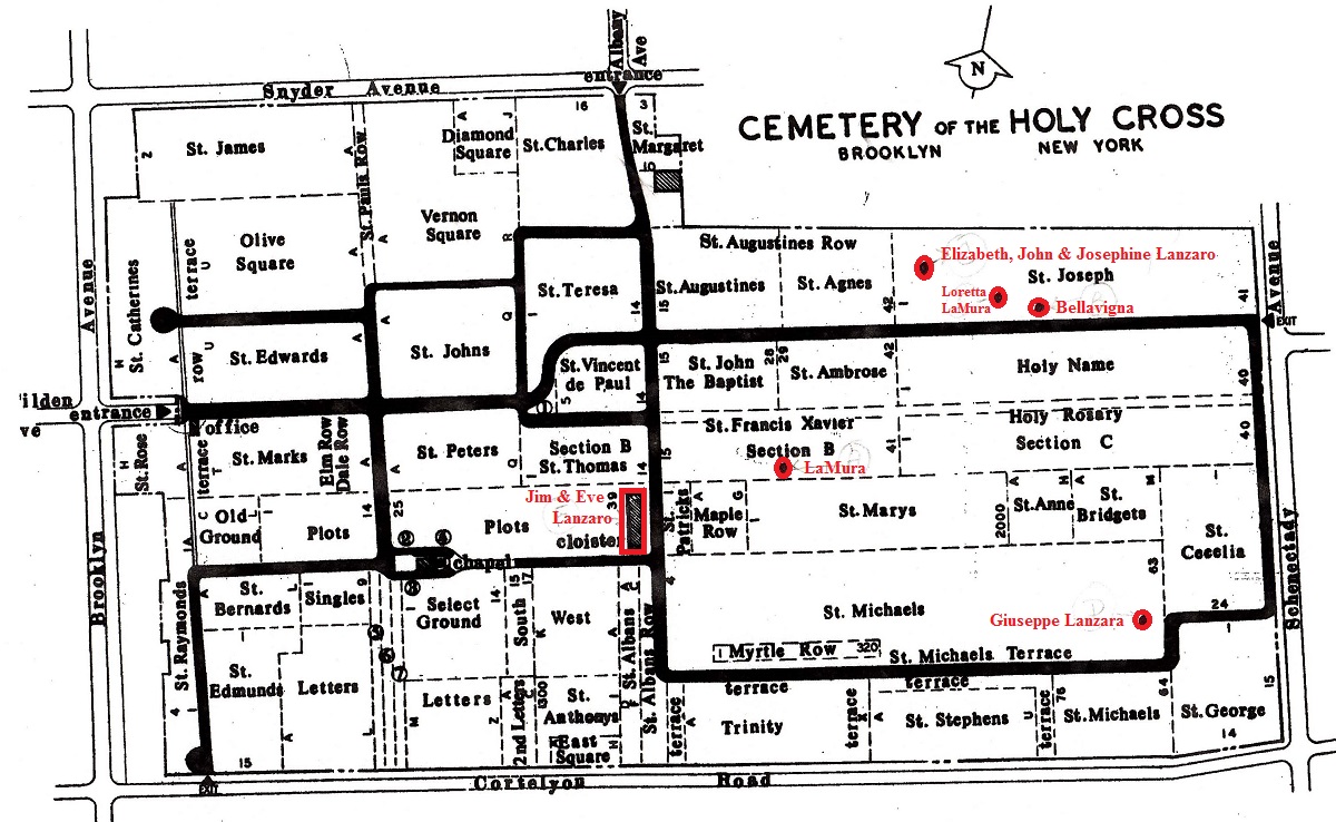 Map of Holy Cross Cemetery