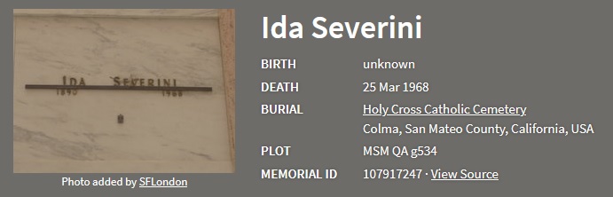 Ida Nori Severini Cemetery Record