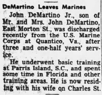 John M. DeMartino Jr. Military Record