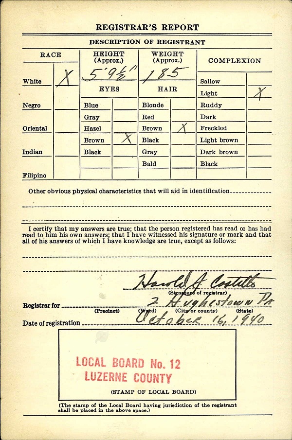 John DeMartino World War II Draft Registration