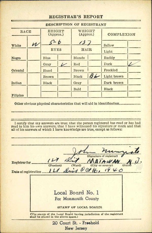 John DiSanto WW2 Draft Registration