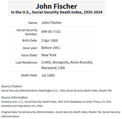 John F. Fischer SSDI