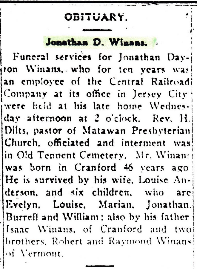 Jonathan Dayton Winans Obituary