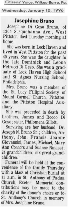Josephine Di Geso Bruno Obituary
