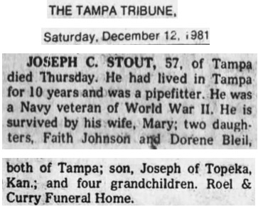 Joseph Clay Stout Obituary