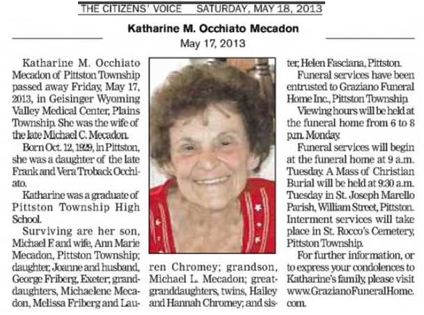 Katherine Occhiato Obituary