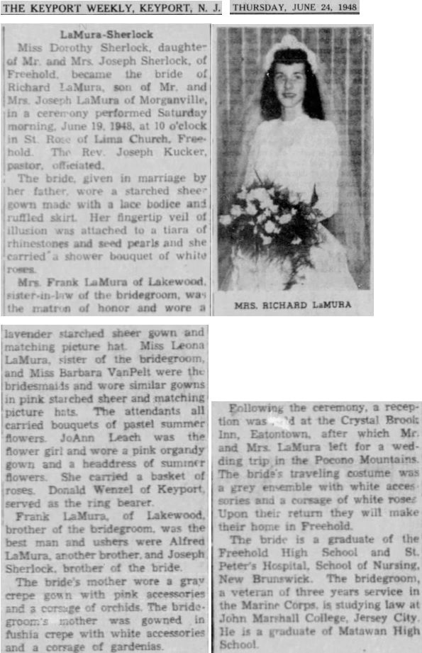 Richard LaMura and Dorothy Sherlock Marriage